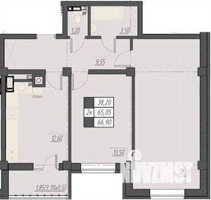 2-к квартира, строящийся дом, 67м2, 7/8 этаж