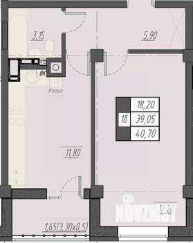 1-к квартира, строящийся дом, 41м2, 6/8 этаж