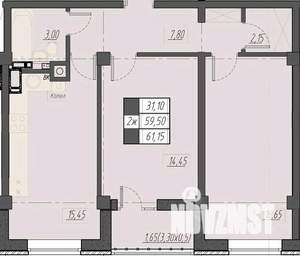 2-к квартира, строящийся дом, 61м2, 5/8 этаж