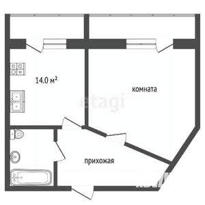 1-к квартира, вторичка, 50м2, 7/20 этаж