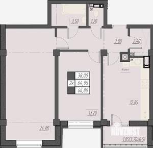 2-к квартира, строящийся дом, 67м2, 5/8 этаж