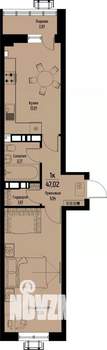 1-к квартира, вторичка, 47м2, 7/12 этаж