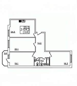 3-к квартира, вторичка, 104м2, 8/12 этаж