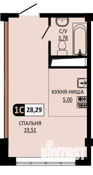 Студия квартира, вторичка, 28м2, 6/10 этаж