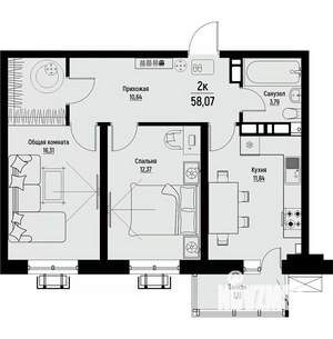 2-к квартира, вторичка, 58м2, 12/12 этаж