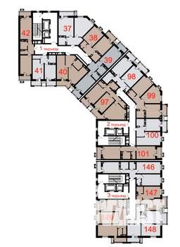 2-к квартира, строящийся дом, 69м2, 8/12 этаж