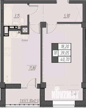 1-к квартира, строящийся дом, 41м2, 2/8 этаж