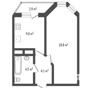 1-к квартира, вторичка, 40м2, 6/10 этаж