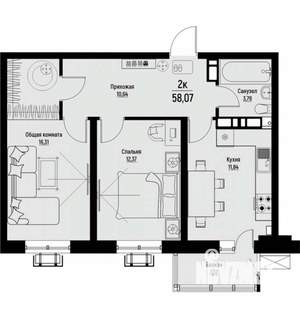 2-к квартира, вторичка, 58м2, 12/12 этаж