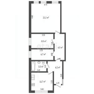 3-к квартира, вторичка, 68м2, 2/5 этаж