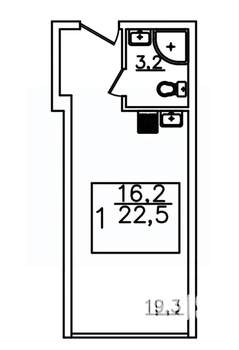 1-к квартира, строящийся дом, 23м2, 2/12 этаж