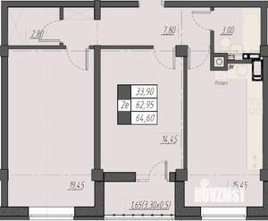 2-к квартира, строящийся дом, 65м2, 5/8 этаж