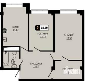 2-к квартира, вторичка, 68м2, 9/10 этаж