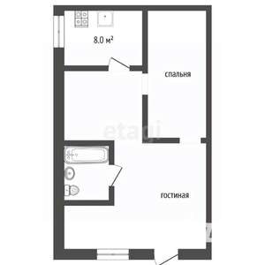 2-к квартира, вторичка, 36м2, 1/2 этаж