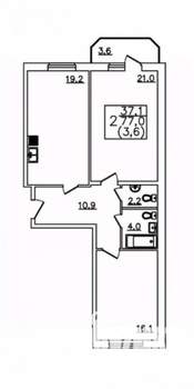 2-к квартира, вторичка, 77м2, 7/12 этаж