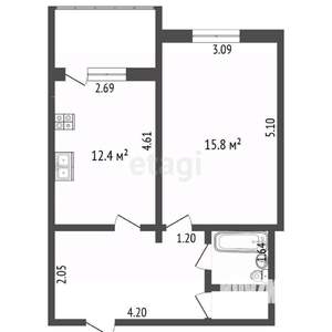 1-к квартира, вторичка, 41м2, 4/5 этаж