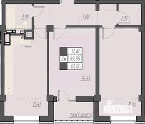 2-к квартира, строящийся дом, 61м2, 8/8 этаж