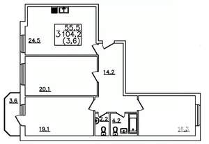 3-к квартира, строящийся дом, 104м2, 12/12 этаж