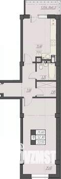 1-к квартира, строящийся дом, 54м2, 6/8 этаж