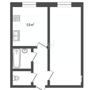 1-к квартира, вторичка, 46м2, 4/4 этаж