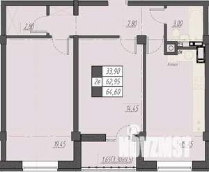 2-к квартира, строящийся дом, 65м2, 3/8 этаж