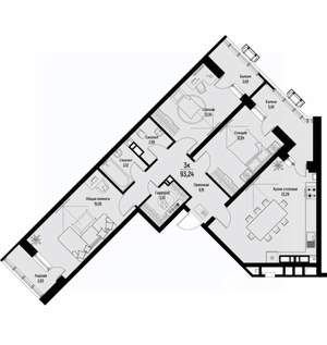 3-к квартира, вторичка, 93м2, 12/12 этаж