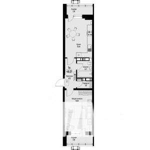 1-к квартира, строящийся дом, 49м2, 5/12 этаж