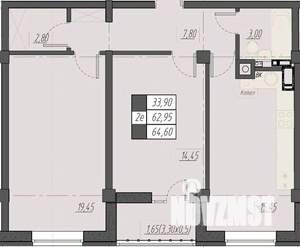 2-к квартира, строящийся дом, 65м2, 5/8 этаж