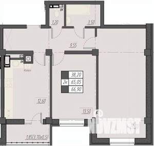 2-к квартира, строящийся дом, 67м2, 8/8 этаж