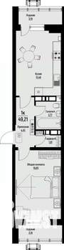 1-к квартира, строящийся дом, 49м2, 11/12 этаж