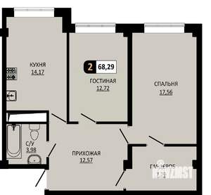 2-к квартира, вторичка, 68м2, 10/10 этаж