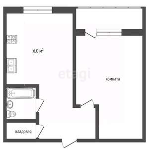 1-к квартира, вторичка, 34м2, 5/5 этаж
