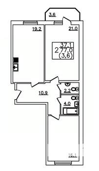 2-к квартира, строящийся дом, 77м2, 2/12 этаж