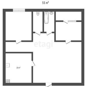 2-к квартира, вторичка, 51м2, 9/9 этаж