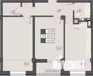 2-к квартира, строящийся дом, 65м2, 8/8 этаж