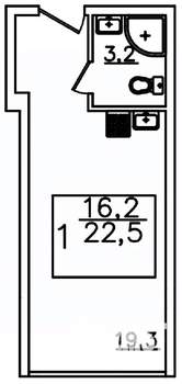 1-к квартира, строящийся дом, 23м2, 9/12 этаж