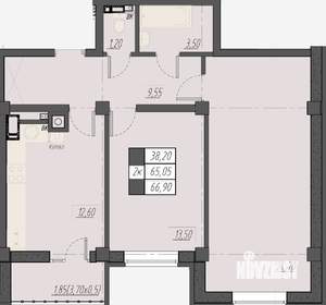 2-к квартира, строящийся дом, 67м2, 8/8 этаж