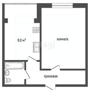 1-к квартира, вторичка, 38м2, 2/5 этаж