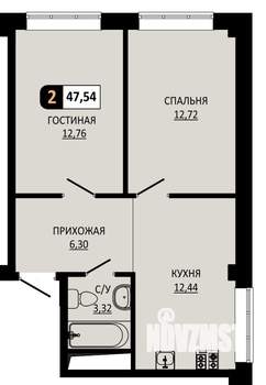 2-к квартира, вторичка, 48м2, 2/10 этаж
